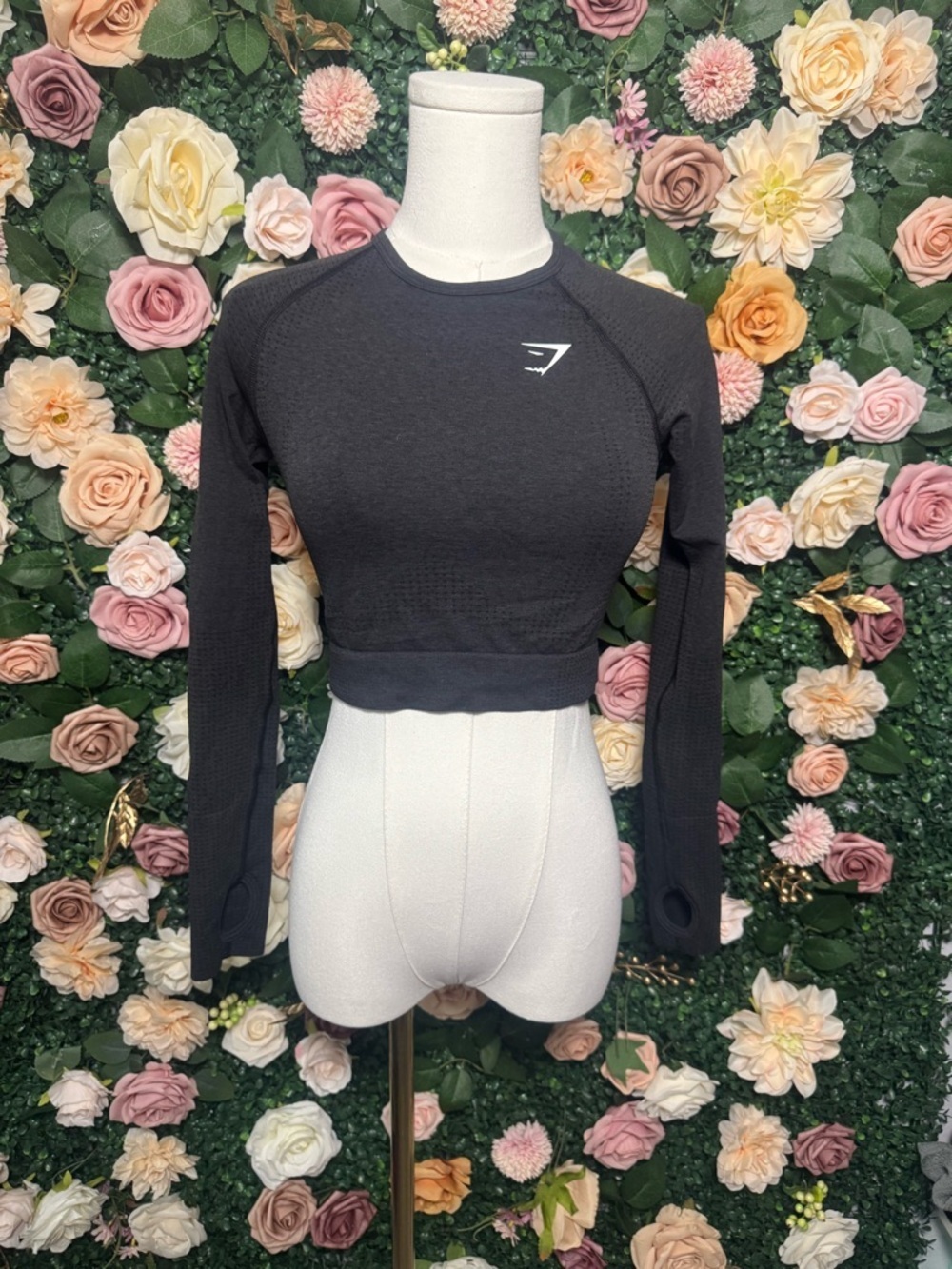 Gymshark Charcoal Long-Sleeve Cropped Top